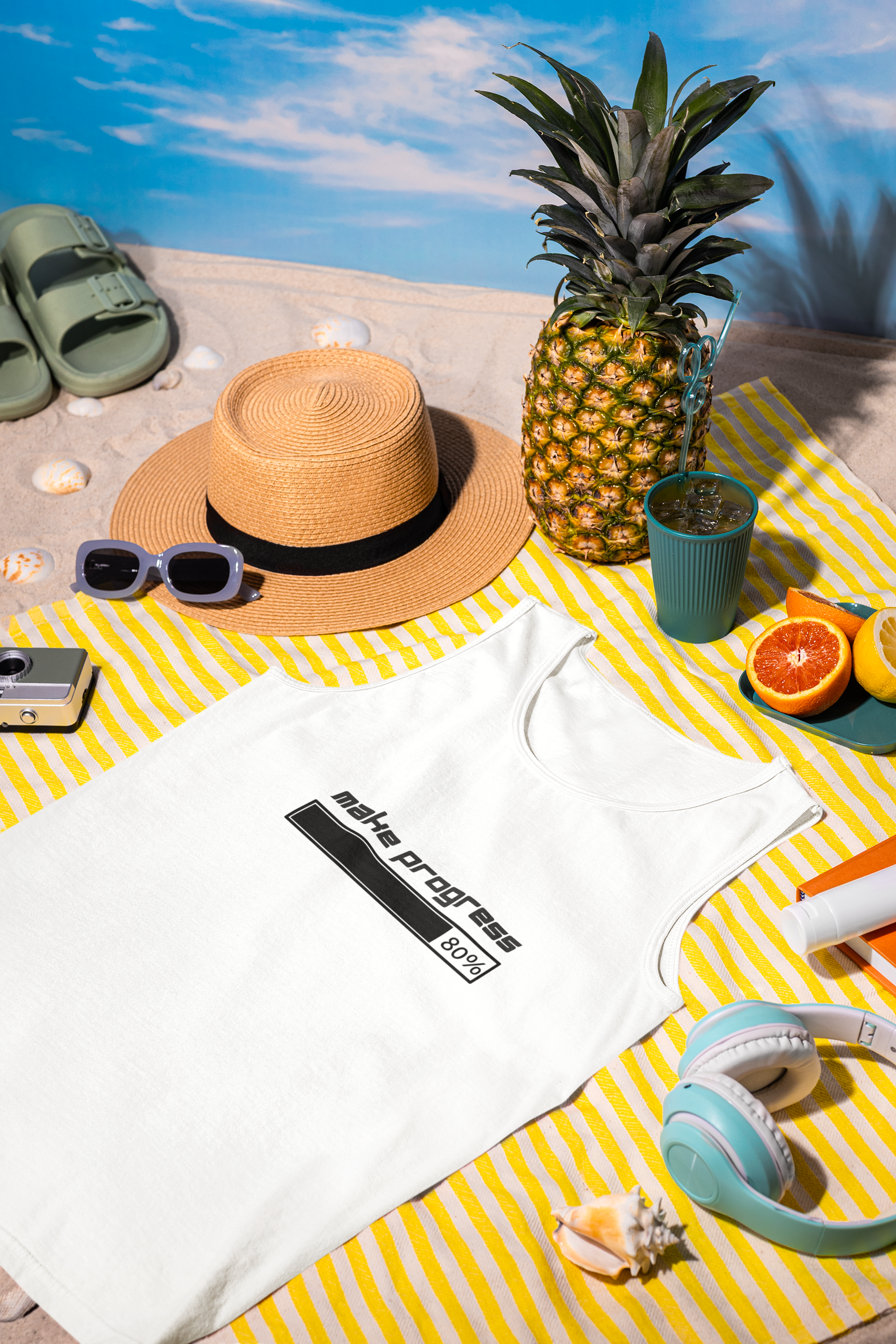 Make Progress Tank Top – Motivational Activewear, Resilience Gym Warmup Top, Mindful Summer Apparel