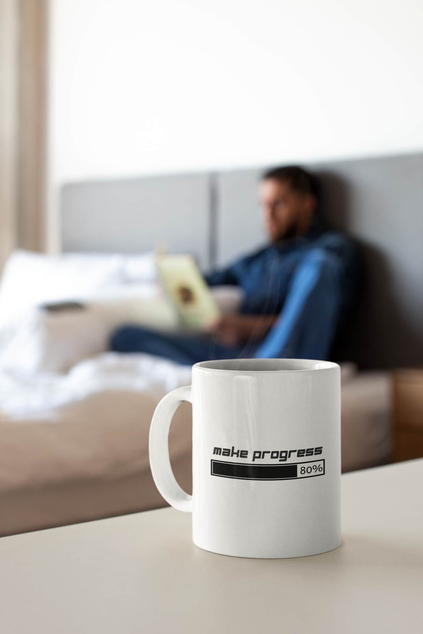Make Progress Mug – Mindfulness Motivation Coffee Mug, Positive Affirmation for Morning Routine, Premium Workplace Wellness Gift
