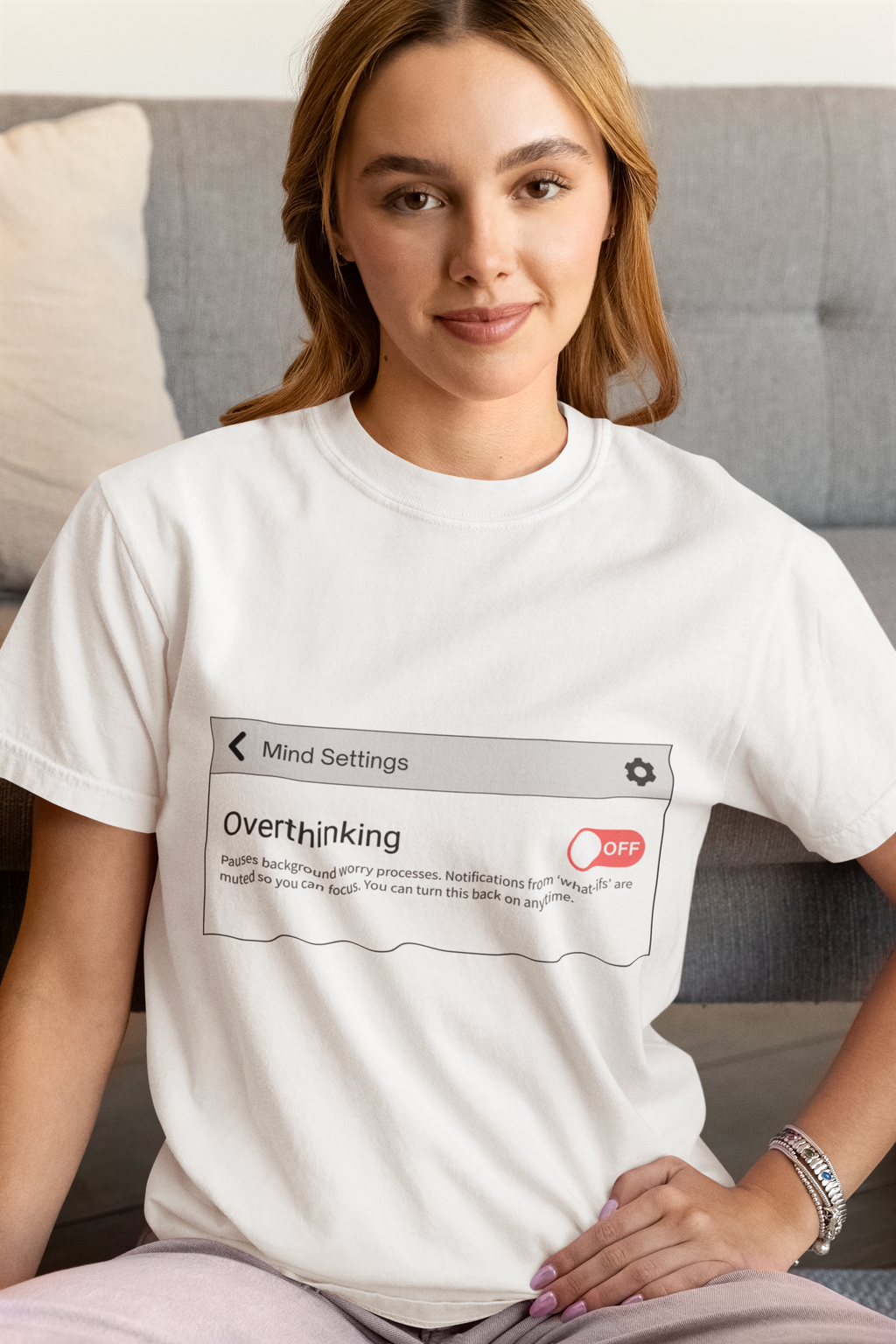Overthinking: OFF T-Shirt – Digital Calm Tee for Mindful Living