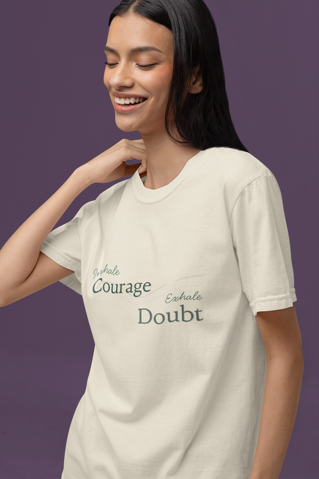 Inhale Courage, Exhale Doubt T-Shirt – Affirmation Tee for Everyday Bravery
