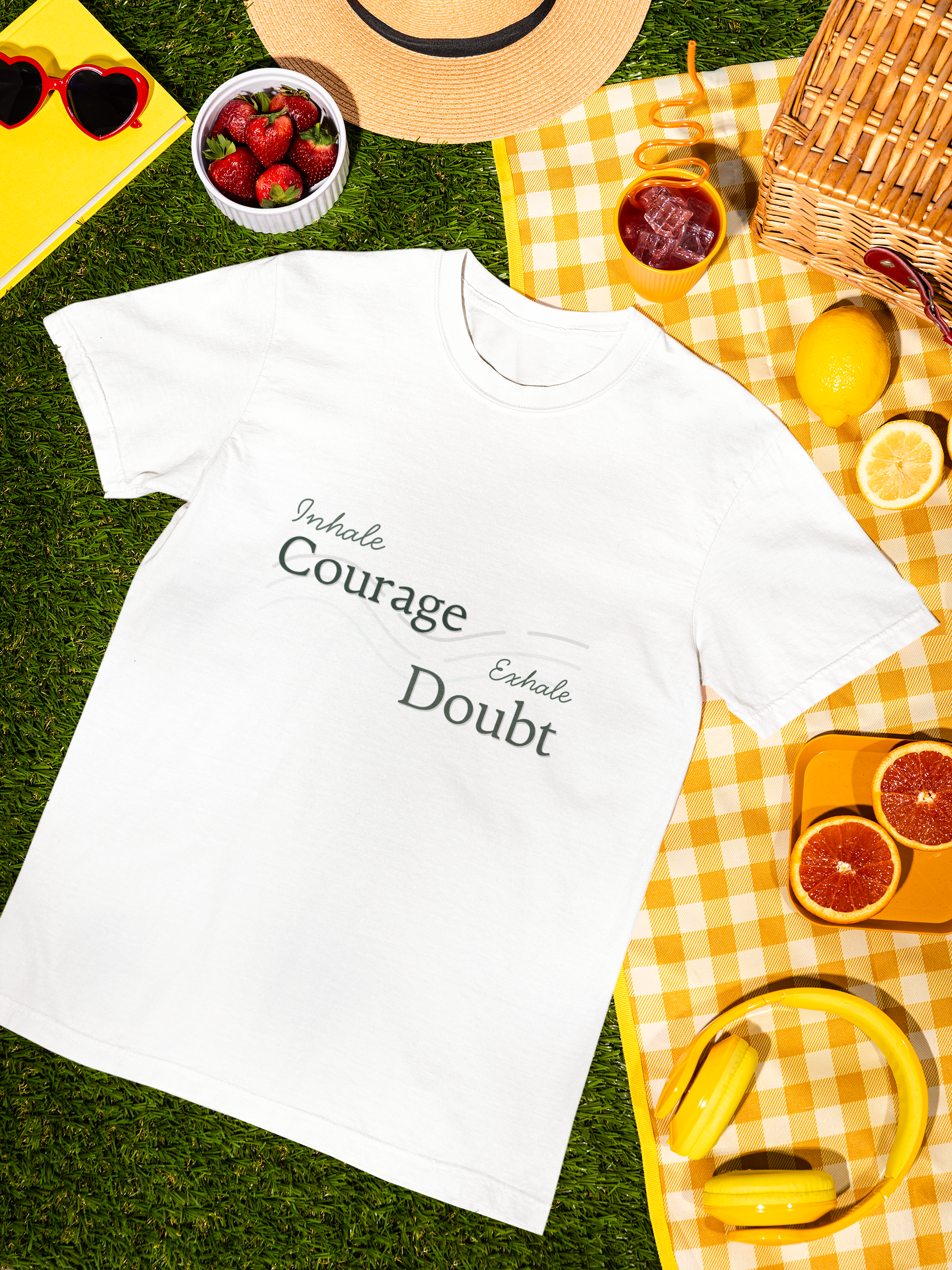 Inhale Courage, Exhale Doubt T-Shirt – Affirmation Tee for Everyday Bravery