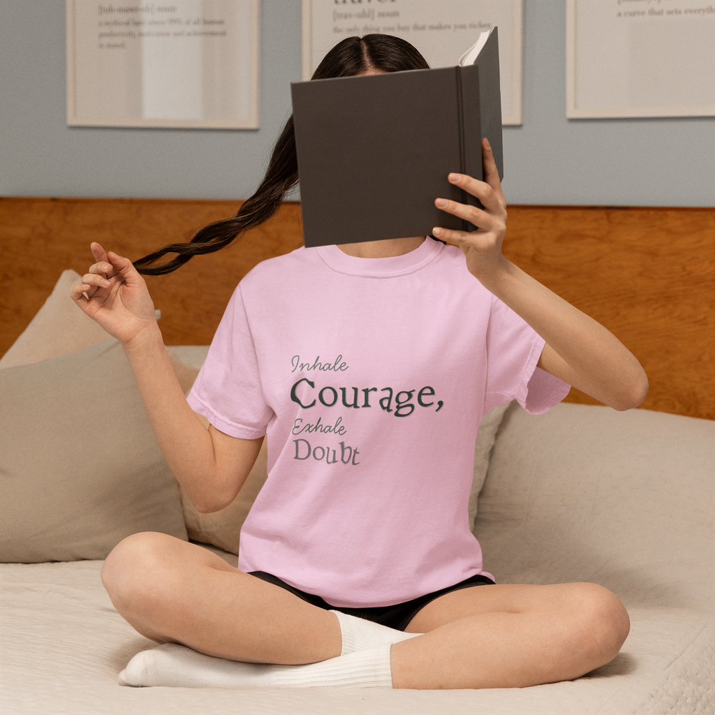 Inhale Courage, Exhale Doubt T-Shirt – Minimalist Mindful Apparel for Calm Strength