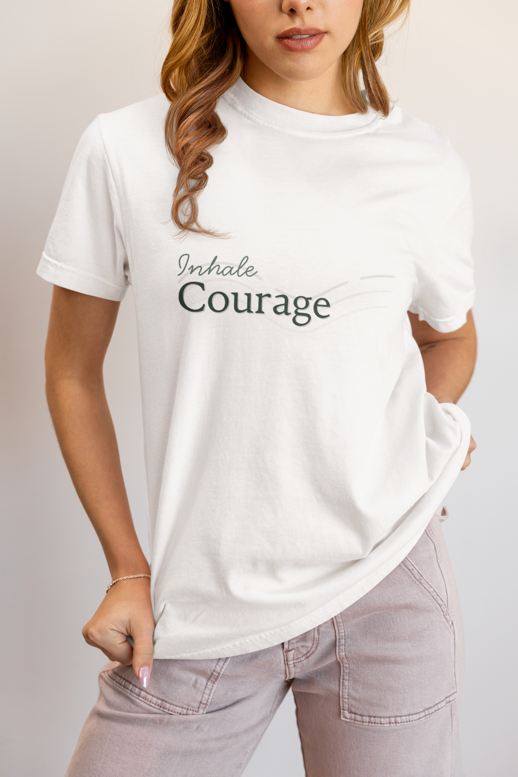 Inhale Courage T-Shirt – Minimalist Mindful Apparel for Calm Strength