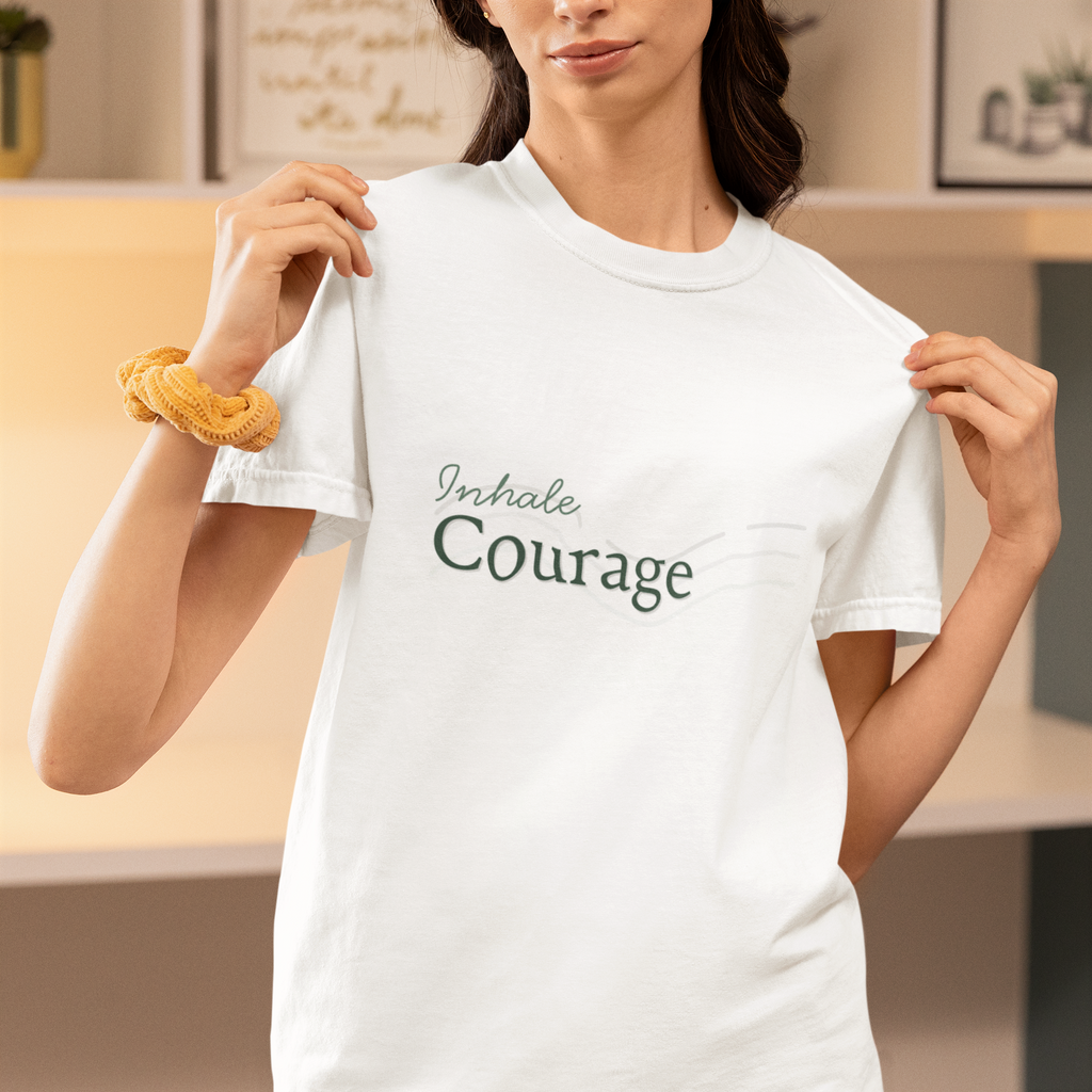 Inhale Courage T-Shirt – Minimalist Mindful Apparel for Calm Strength