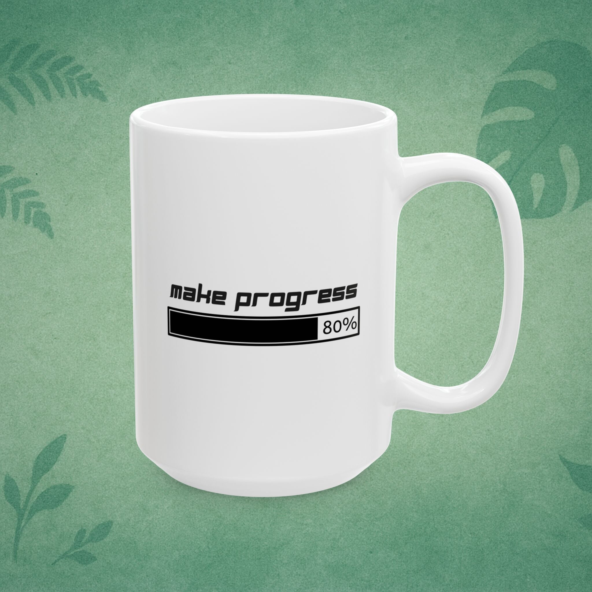 Make Progress Mug – Mindfulness Motivation Coffee Mug, Positive Affirmation for Morning Routine, Premium Workplace Wellness Gift