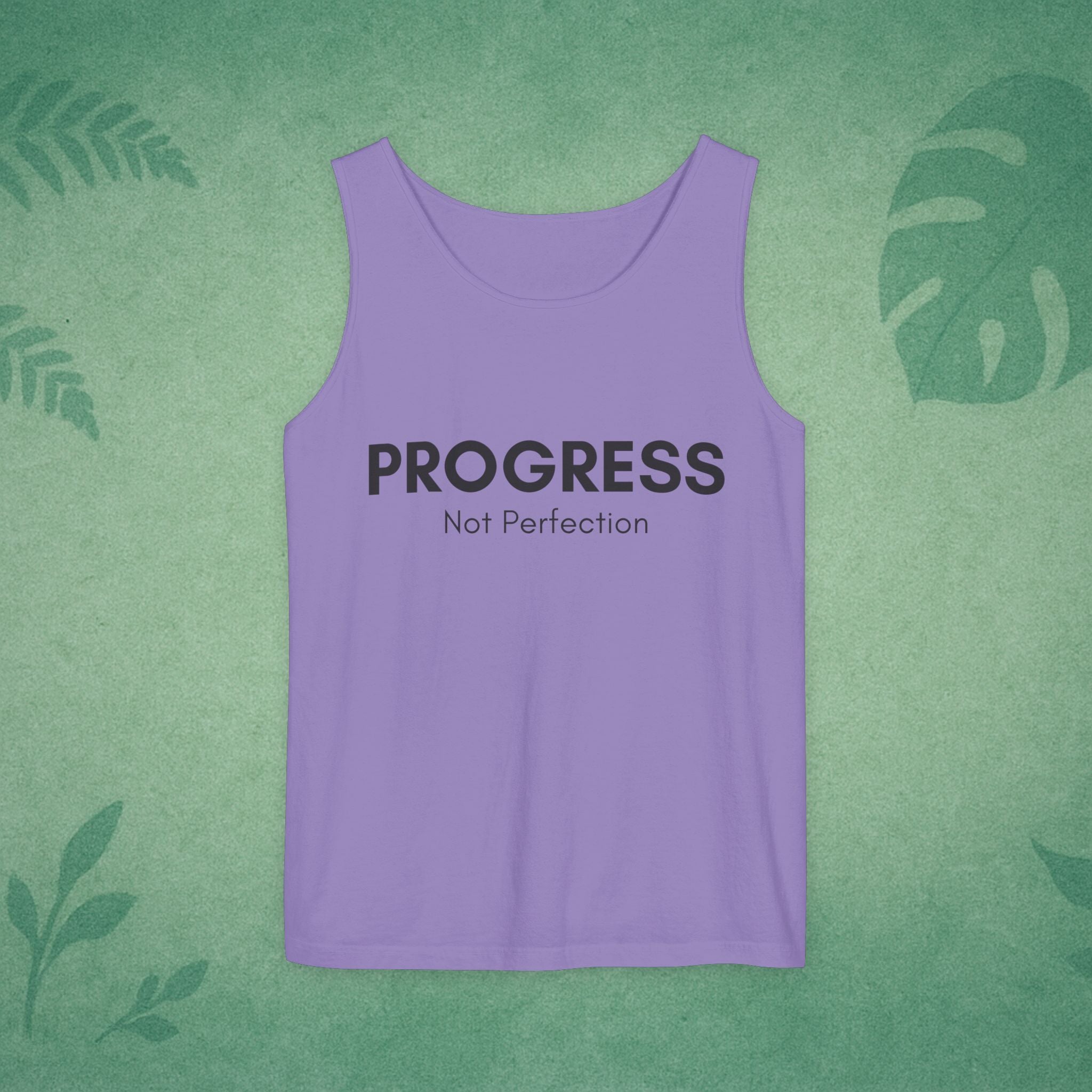 Progress Not Perfection Unisex Garment-Dyed Tank Top – Relaxed Fit Mindfulness Top, Motivation for Young Professionals