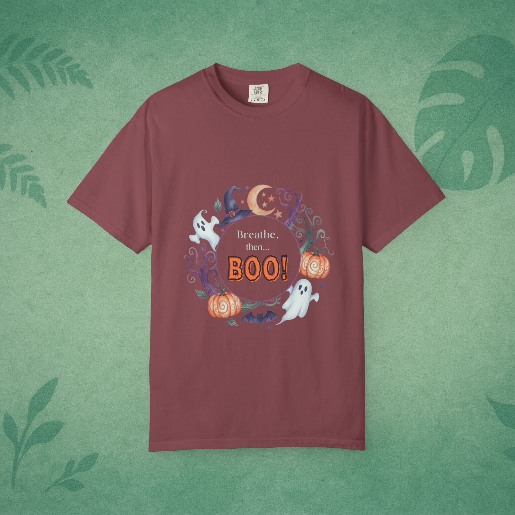 Breathe, Then BOO! T-Shirt – Mindful Spooky Comfort for Everyday Balance