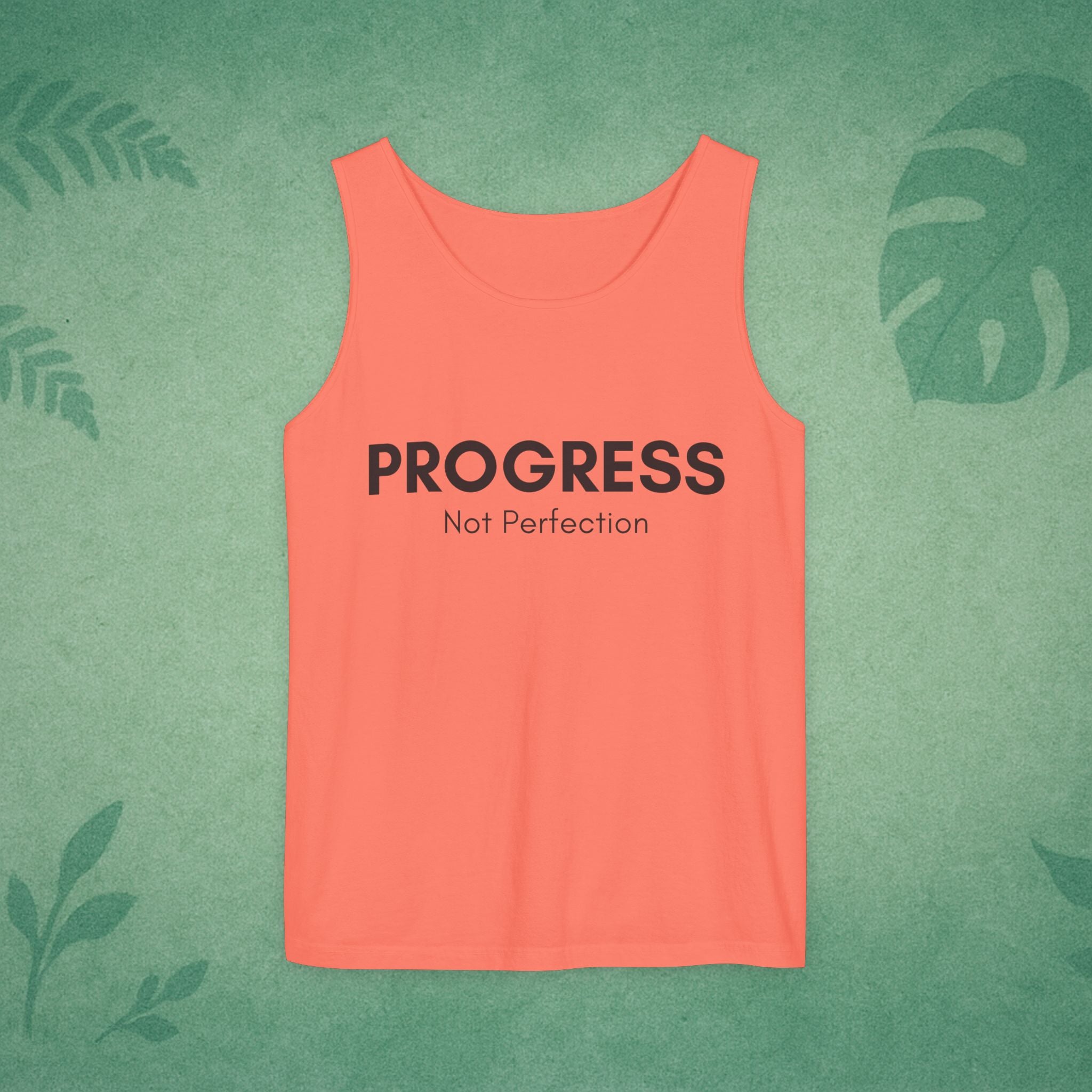 Progress Not Perfection Unisex Garment-Dyed Tank Top – Relaxed Fit Mindfulness Top, Motivation for Young Professionals