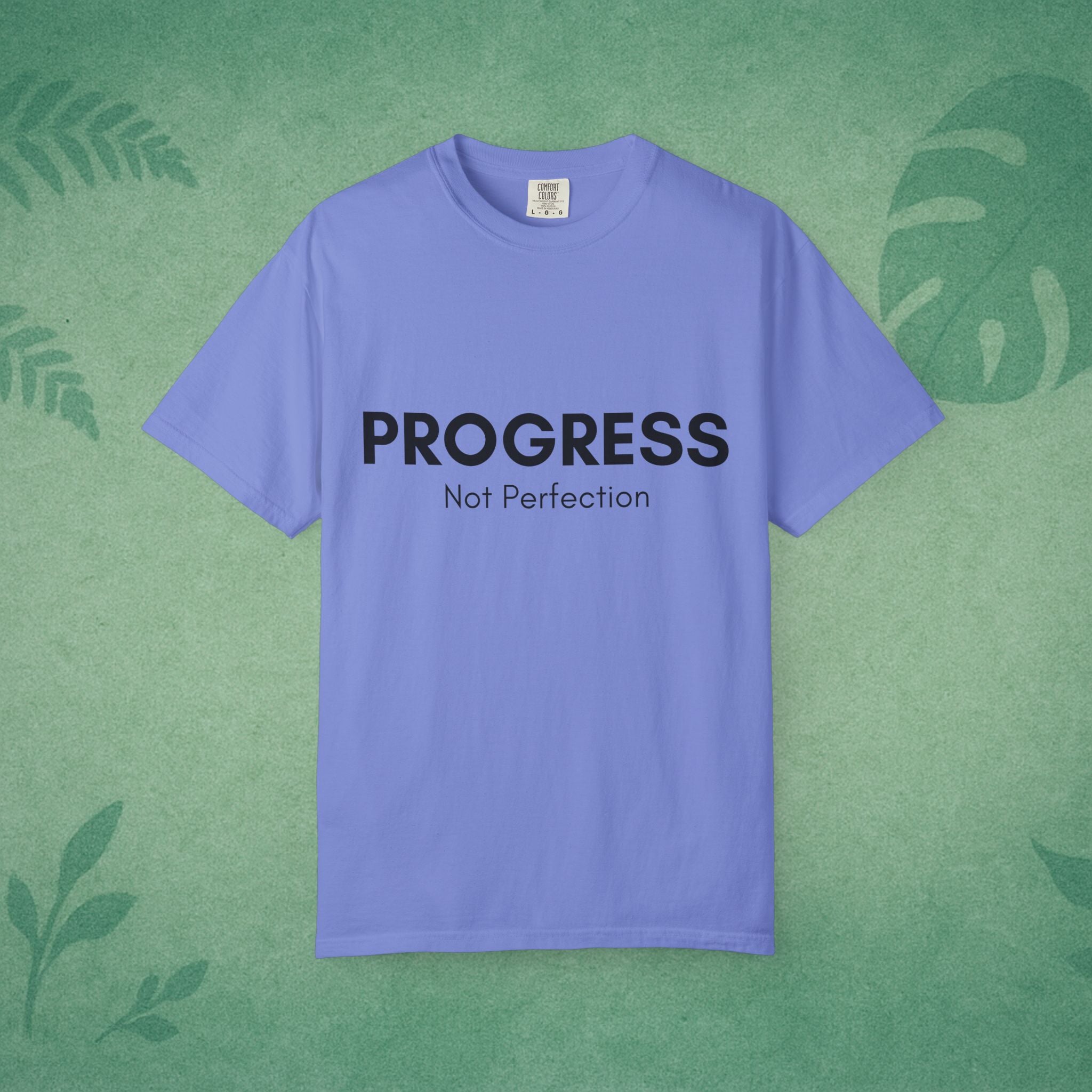 Progress Not Perfection Unisex Garment-Dyed T-Shirt – Relaxed Fit Yoga Mindfulness Tee, Positive Affirmation Self-Care Gift