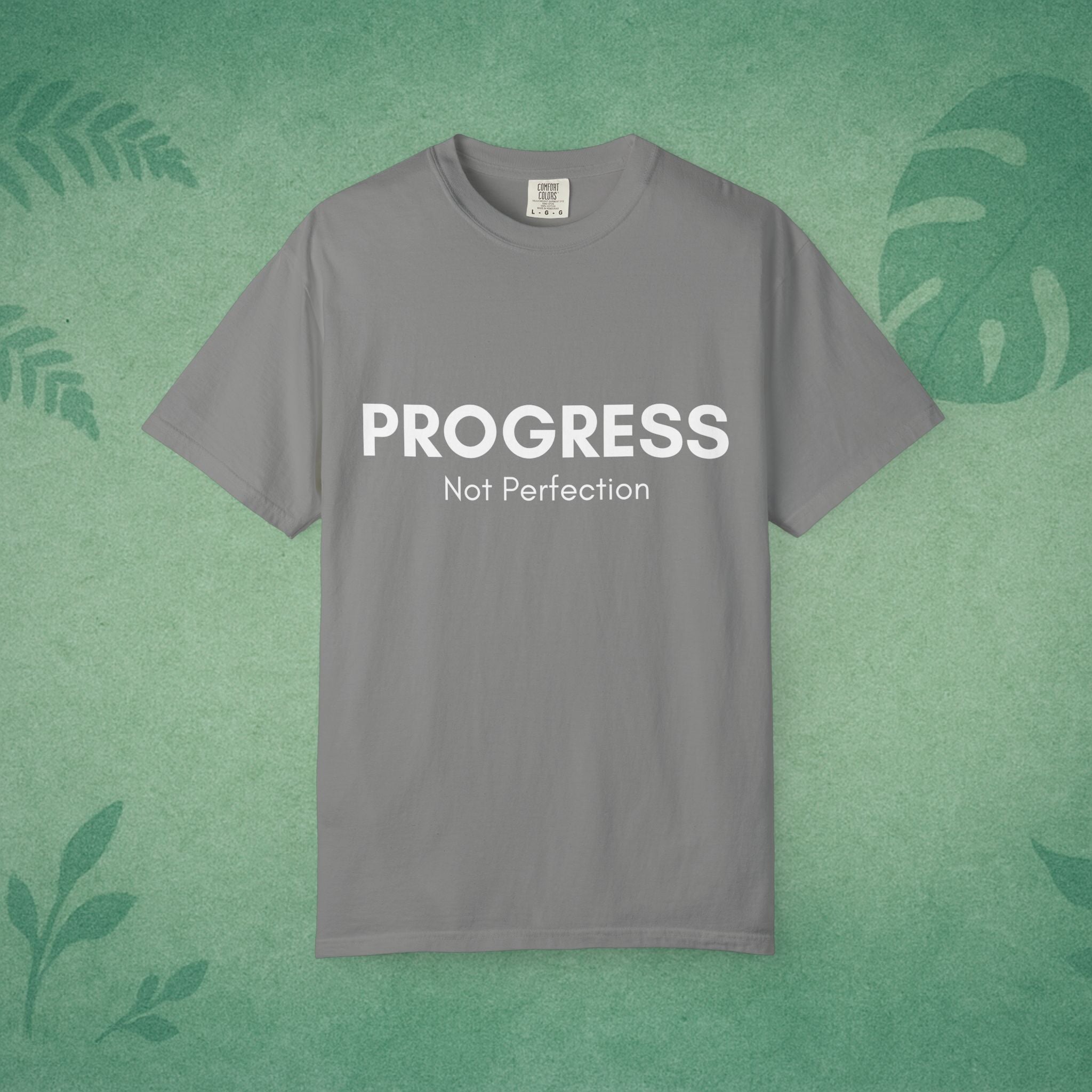 Progress, Not Perfection Yoga T-Shirt – Unisex Garment-Dyed, Relaxed Fit Mindfulness Affirmation Self-Care Gift