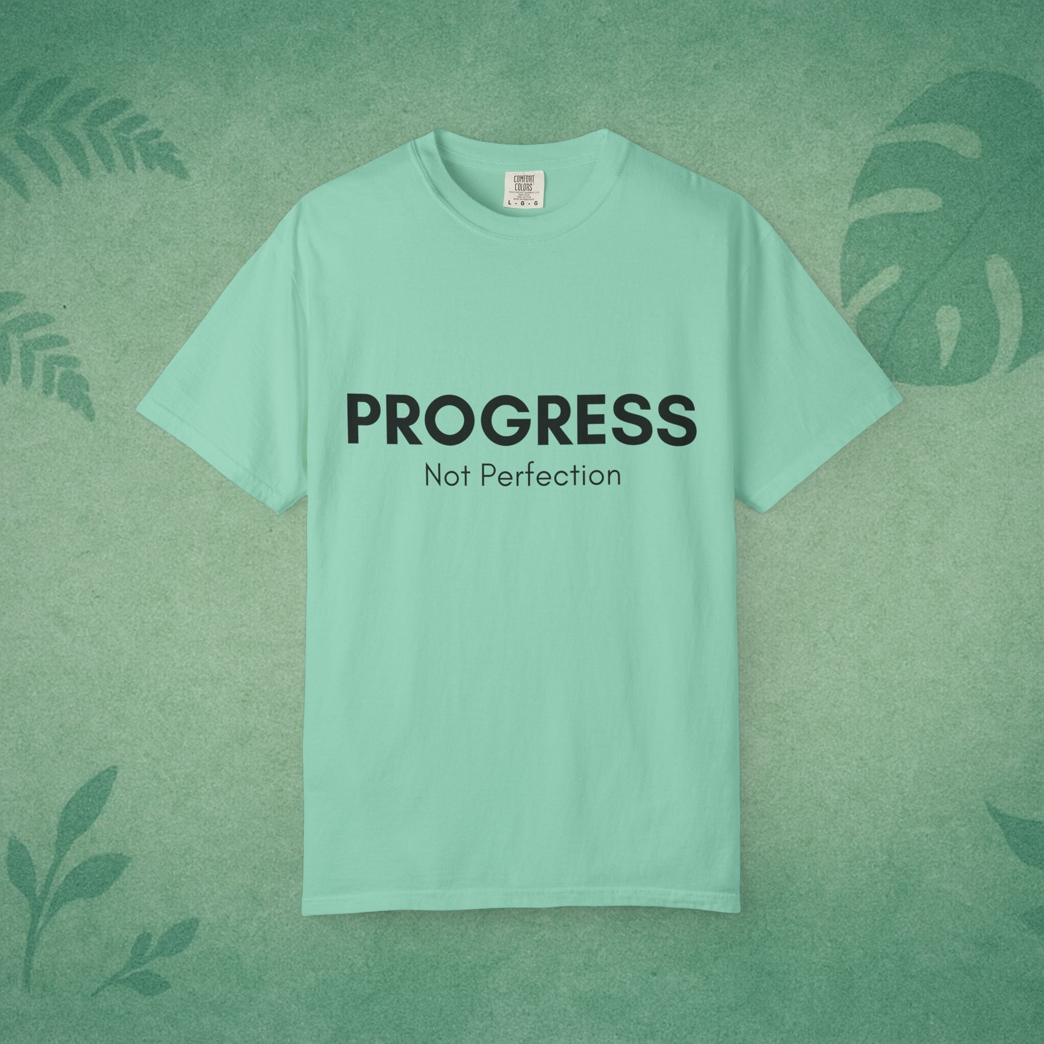 Progress Not Perfection Unisex Garment-Dyed T-Shirt – Relaxed Fit Yoga Mindfulness Tee, Positive Affirmation Self-Care Gift