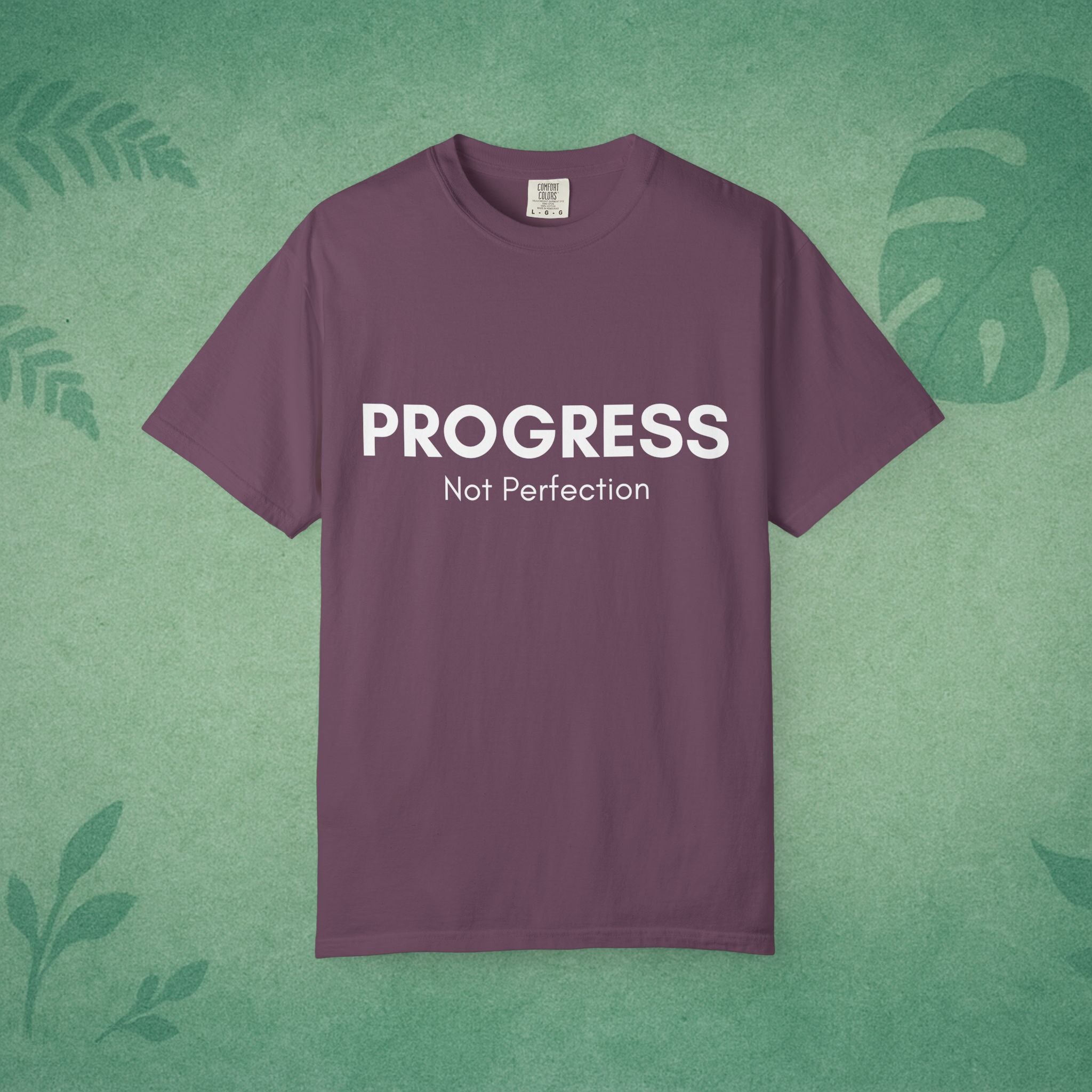 Progress, Not Perfection Yoga T-Shirt – Unisex Garment-Dyed, Relaxed Fit Mindfulness Affirmation Self-Care Gift