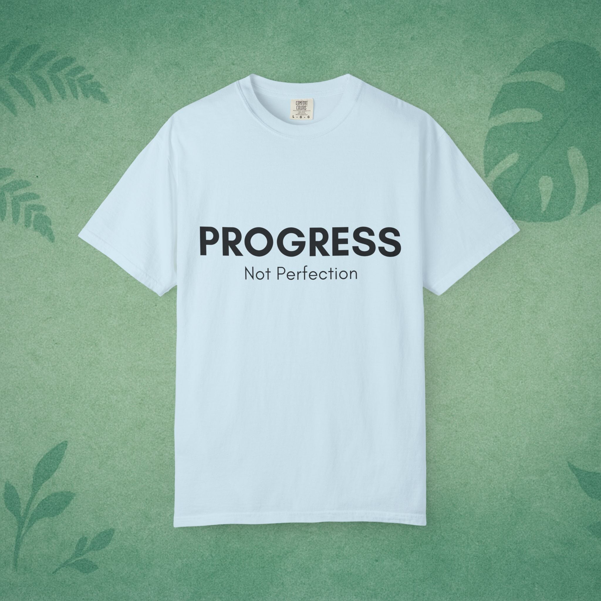 Progress Not Perfection Unisex Garment-Dyed T-Shirt – Relaxed Fit Yoga Mindfulness Tee, Positive Affirmation Self-Care Gift