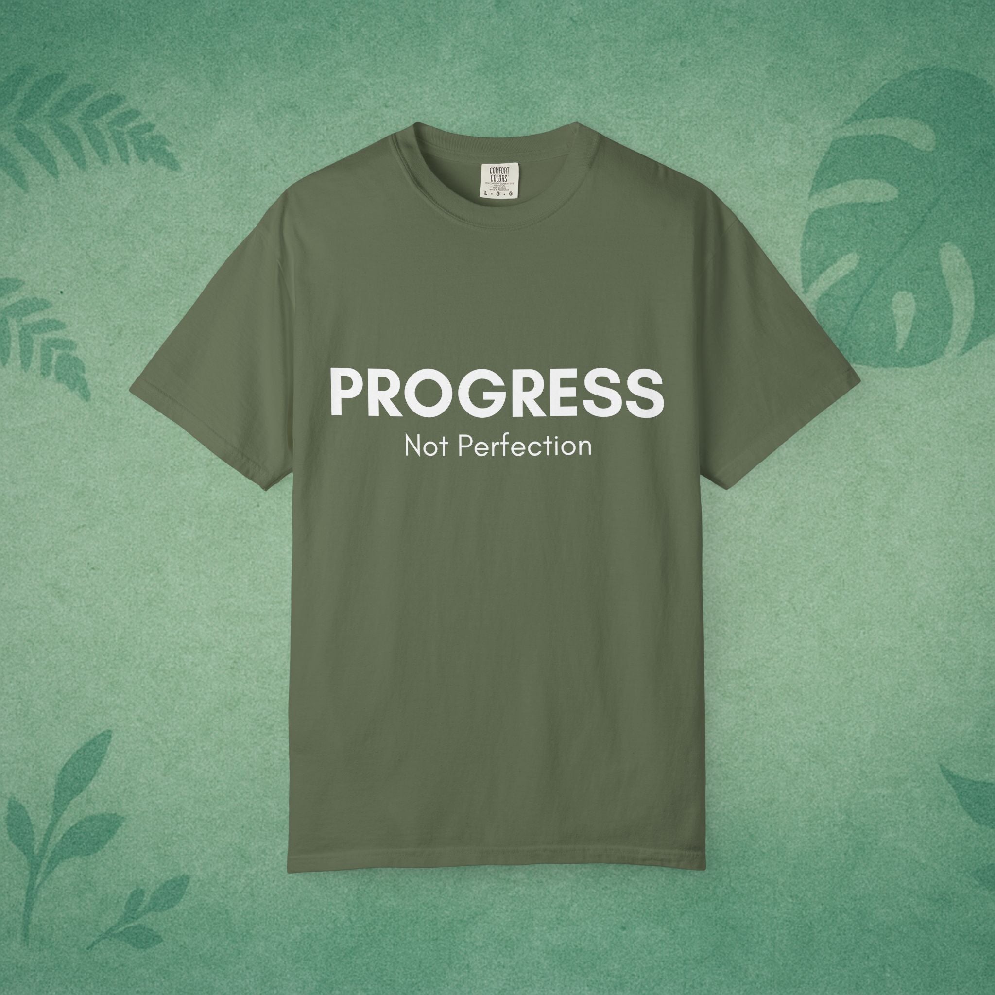 Progress, Not Perfection Yoga T-Shirt – Unisex Garment-Dyed, Relaxed Fit Mindfulness Affirmation Self-Care Gift
