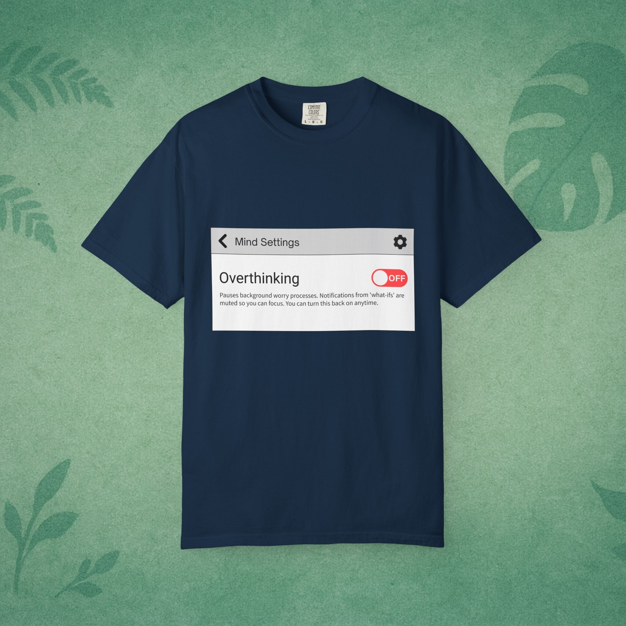 Overthinking: OFF T-Shirt – Digital Calm Tee for Mindful Living