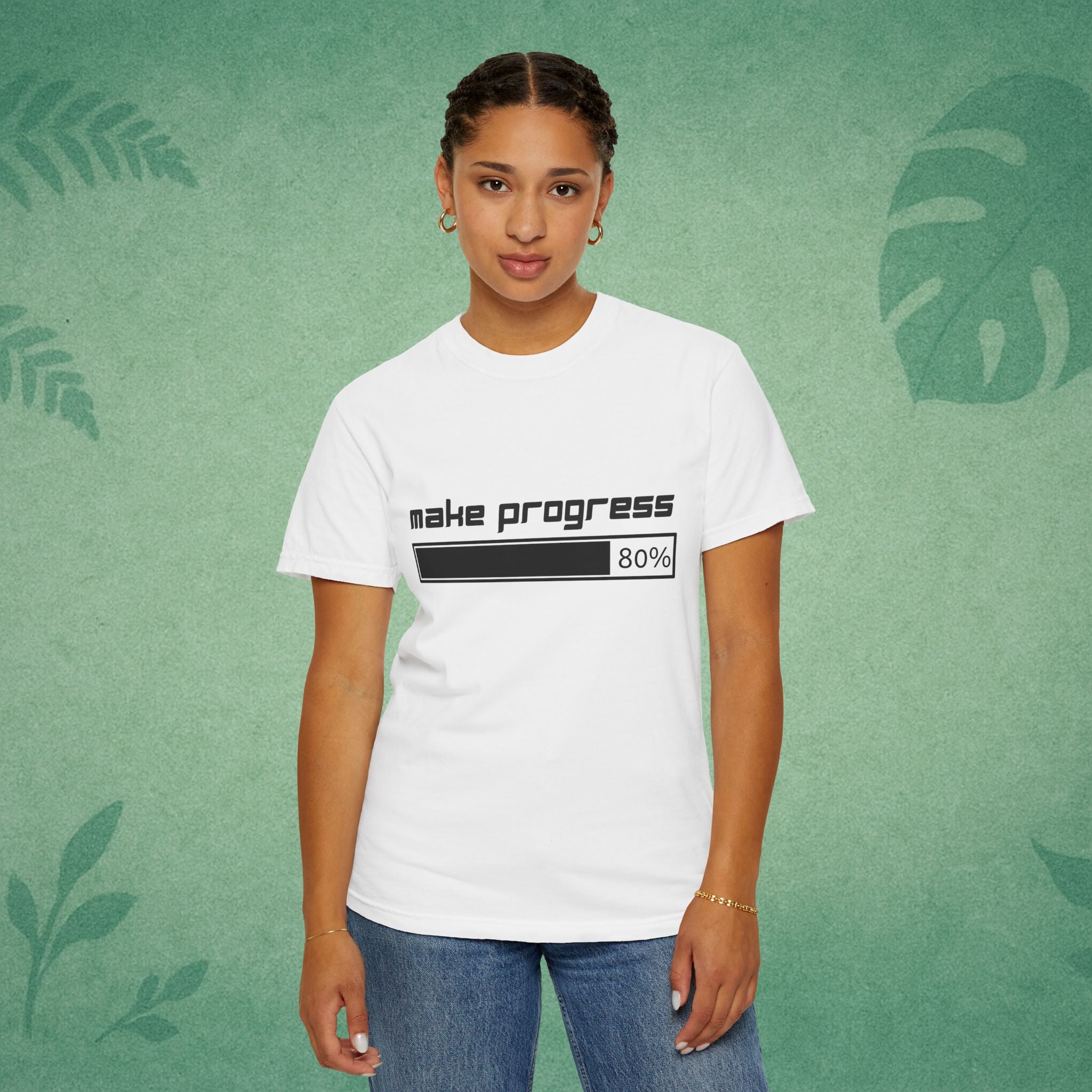 Make Progress Shirt – Unisex Garment-Dyed Cotton Tee for Motivation & Mental Fitness, Productivity Apparel, Self-Improvement Gift, Mindfulness Wear