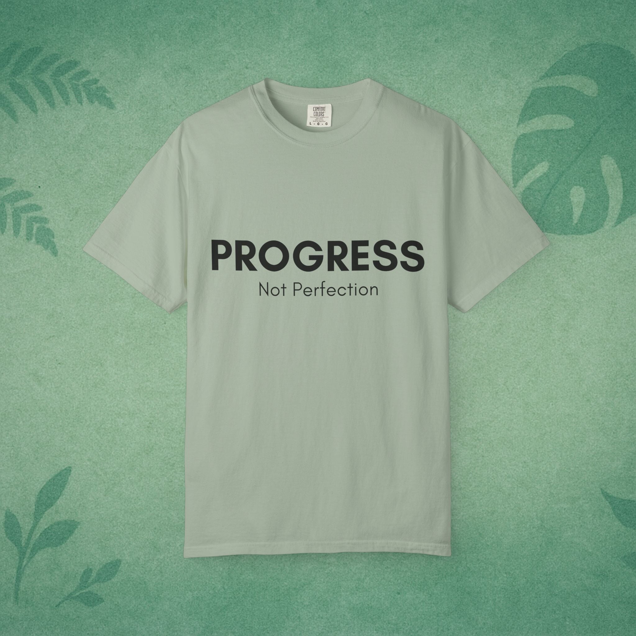 Progress Not Perfection Unisex Garment-Dyed T-Shirt – Relaxed Fit Yoga Mindfulness Tee, Positive Affirmation Self-Care Gift